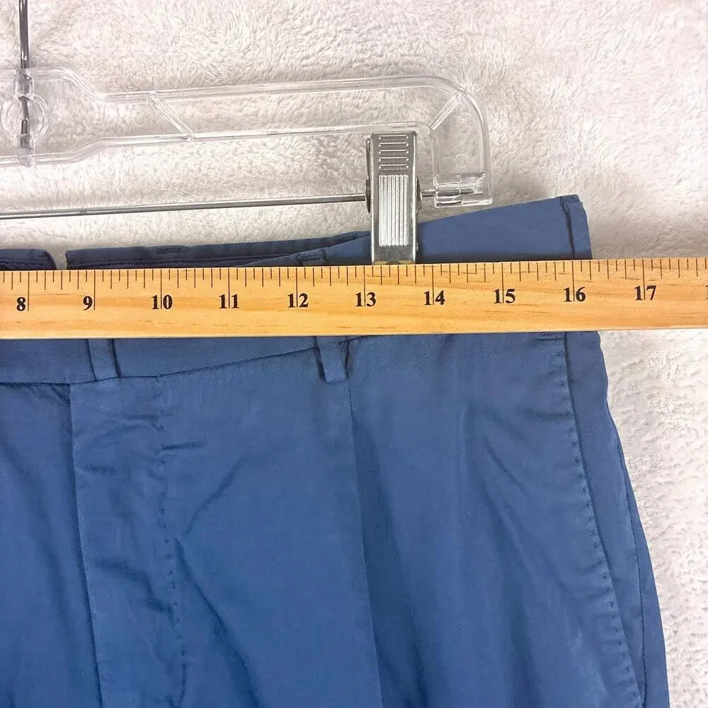 PT Torino Pants Mens 48 (32x28) Blue Silkchino Pleated Preppy Luxury Classic